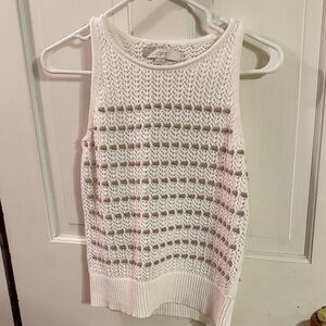 LOFT Cream Open-Knit Tank Top